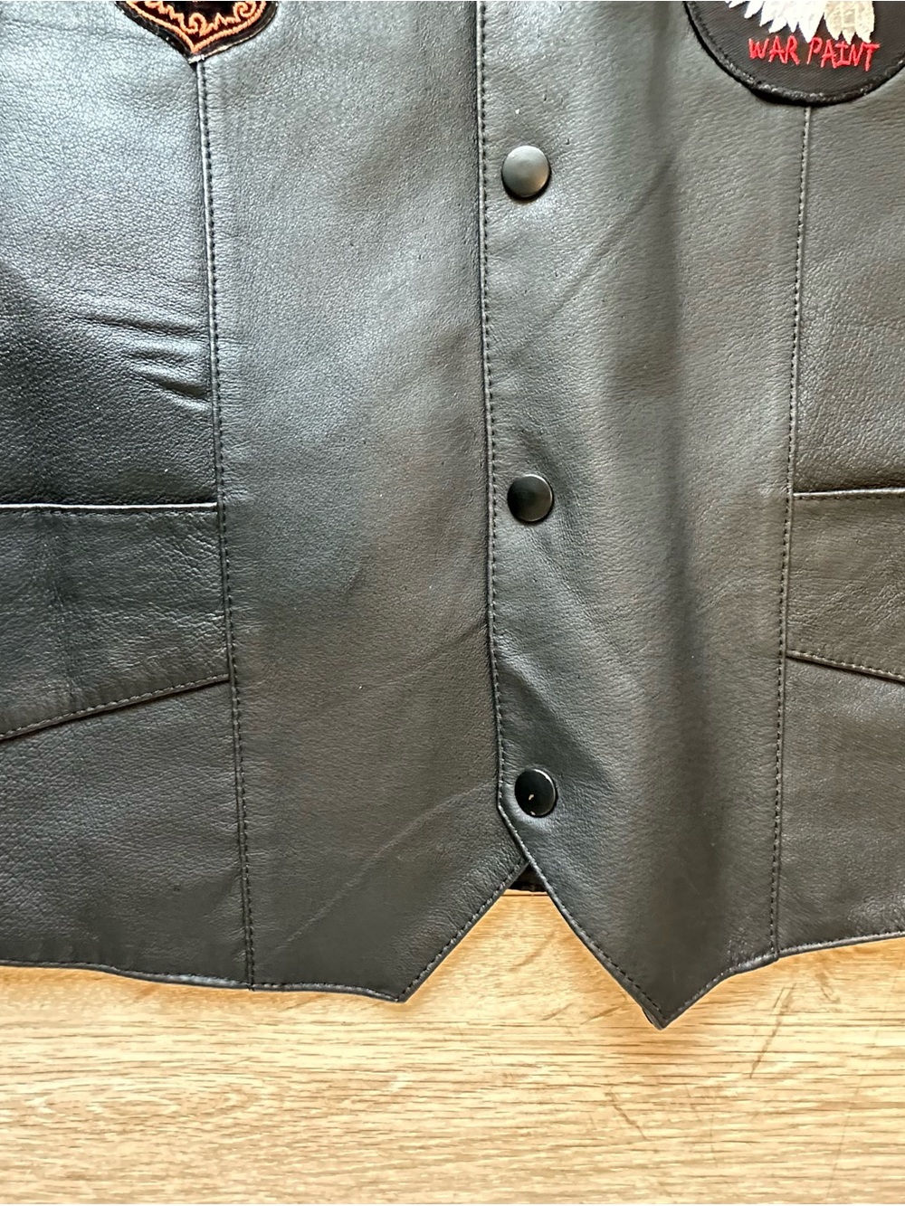 Vintage Style Genuine Leather Biker Vest Patriotic Eagle Motorcycle USA 2XL - Picture 6 of 12